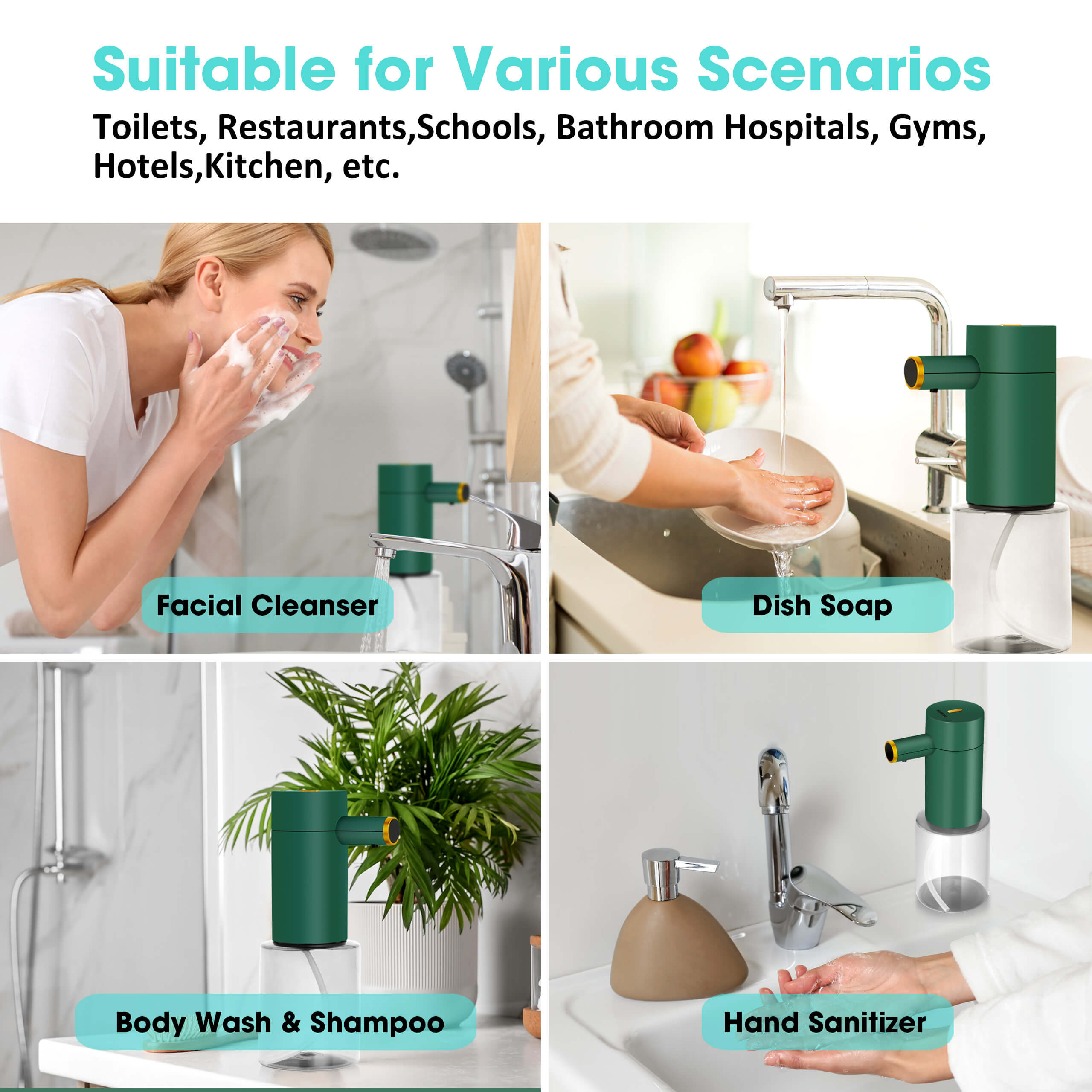UCOMEN Automatischer Schaumseifenspender, berührungsloser Handseifenspender, 300 ml, ideal für Badezimmer/Küche/Büro/Hotel