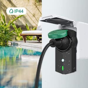 UCOMEN RF-Steuersteckdose, IP44 für den Außenbereich, 30 m Sichtlinie, 5 Steckdosen + 2 Fernbedienungen im Paket, für Weihnachtsdekorationen, Lichter, Haushaltsgeräte, Schwarz mit Grün