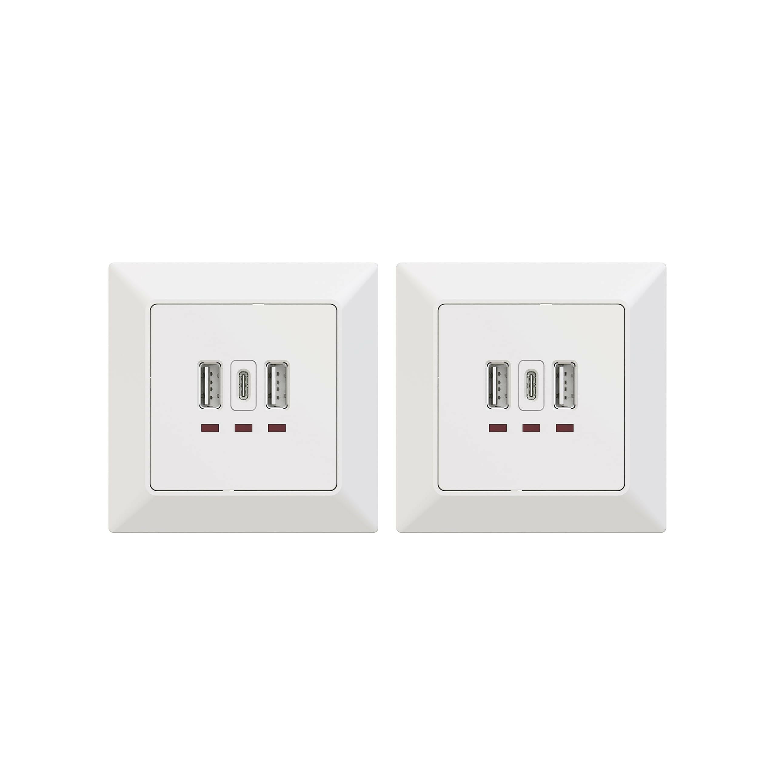 UCOMEN 5.0V, 3.1A Flush-Mounted USB Charger, USB-A & USB-C Ports, White