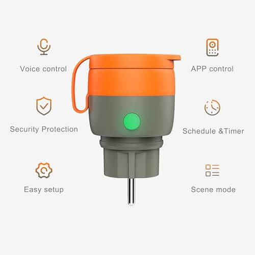 UCOMEN Outdoor Wi-Fi Socket, IP44 Waterproof, Compatible with Alexa and Google Home, 2.4GHz Only