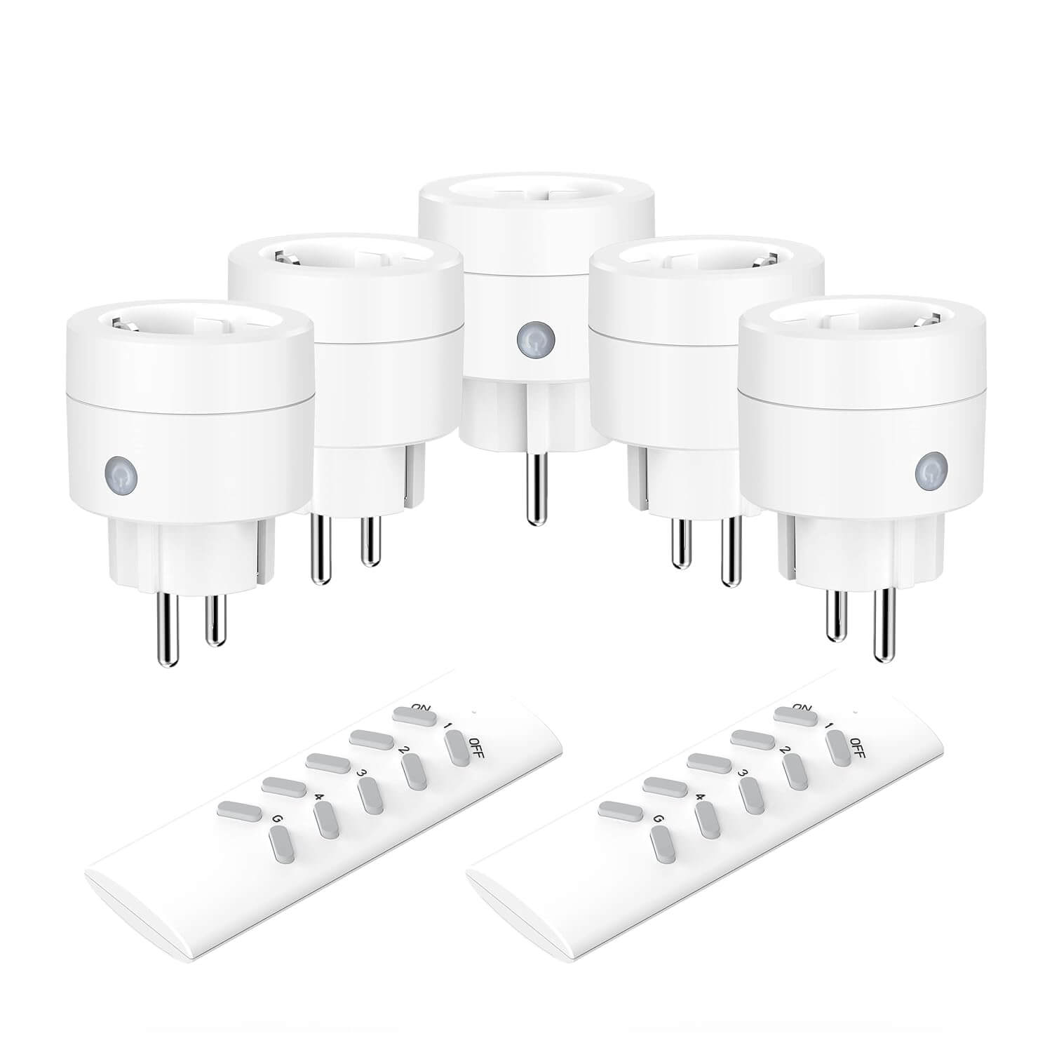 UCOMEN RF-Fernbedienungssteckdosen, 16 A, 3680 W, programmierbare Steckdosen, für Weihnachtsdekorationen, 30 m Reichweite, weiß, 5er-Pack
