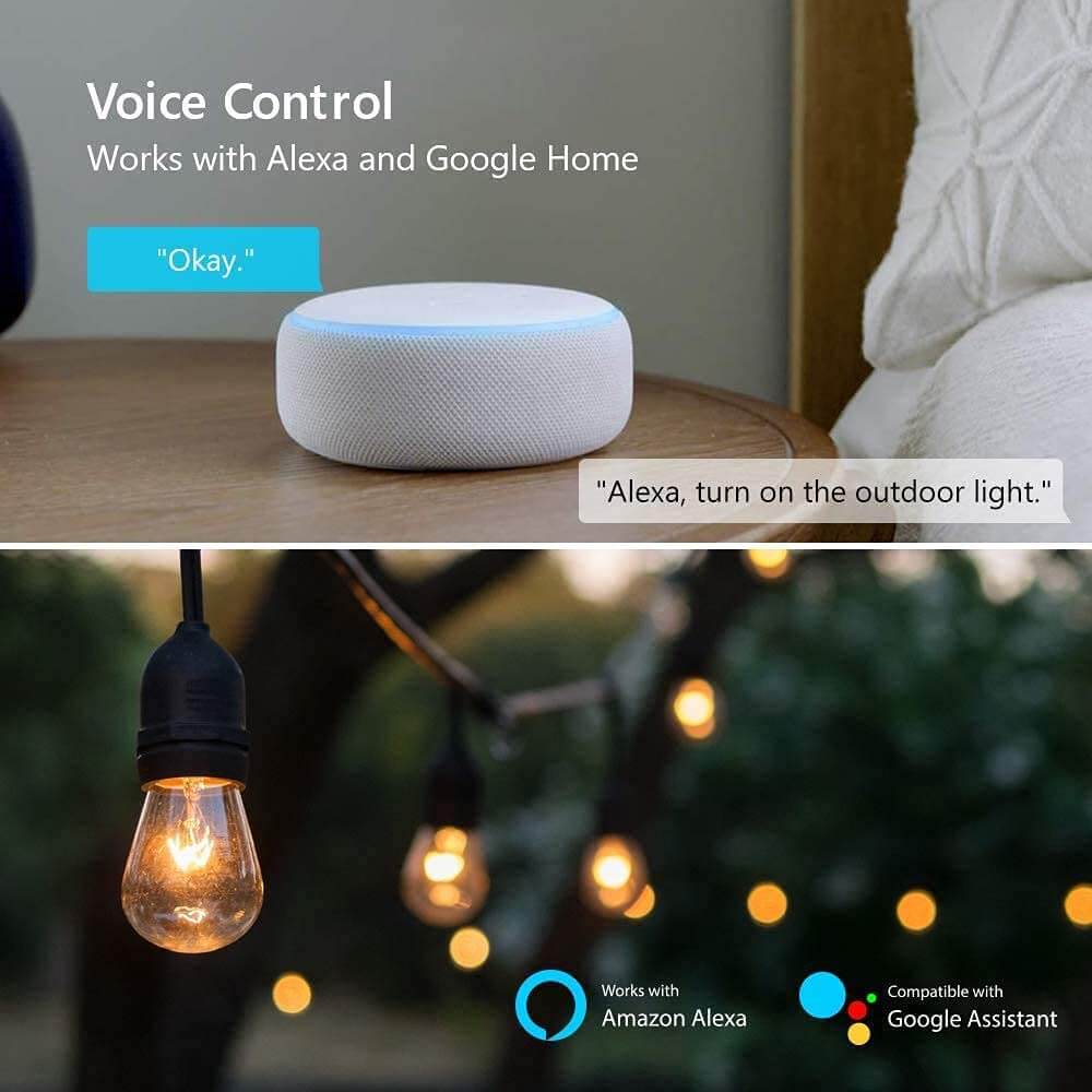 UCOMEN WiFi Socket, IP44 Waterproof, Timer&Voice Control, Compatible with Alexa, Google Home, Smart Life APP, 2.4GHz