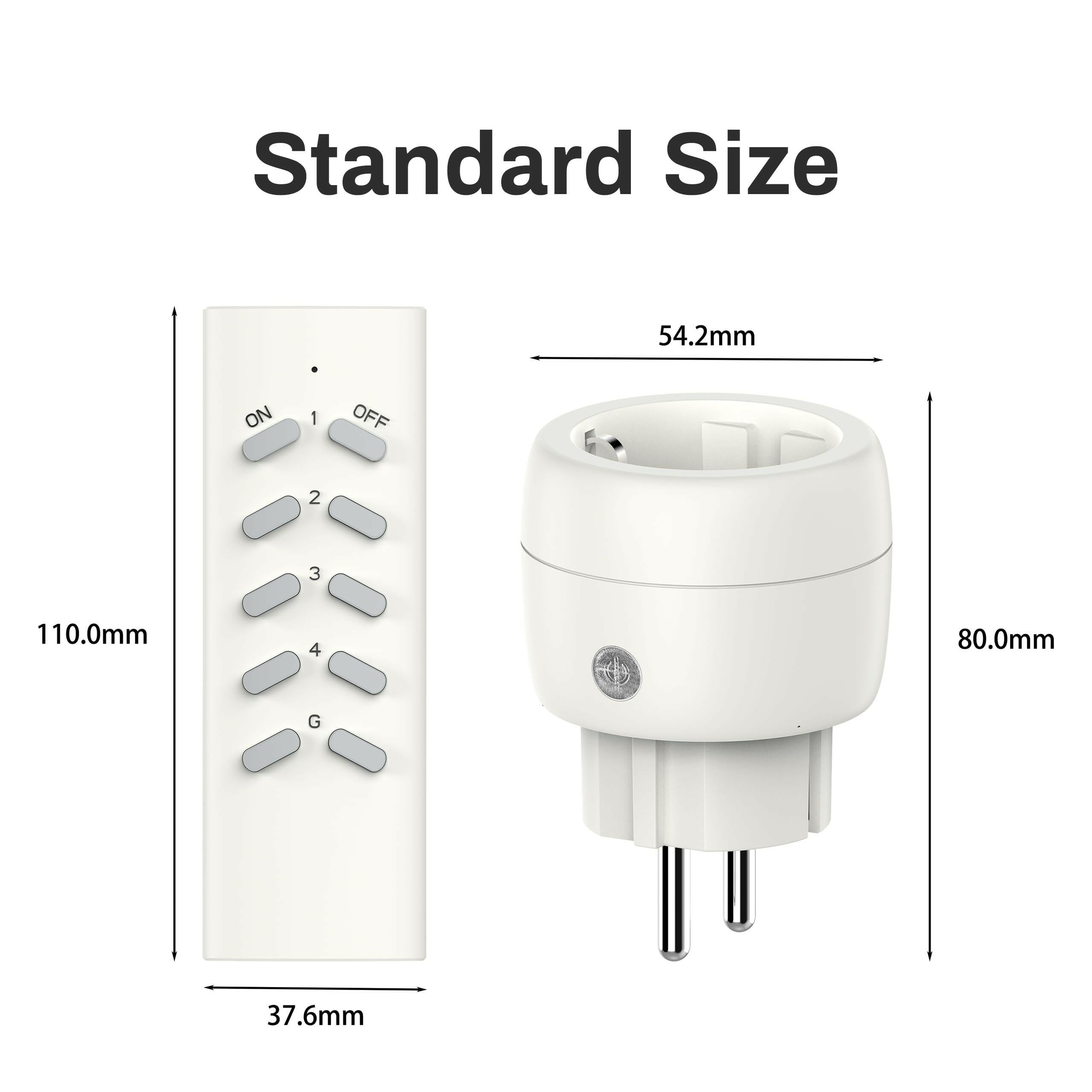 UCOMEN RF-Fernbedienungssteckdose, 2er-Pack + 1 Fernbedienung, 2300 W, max. 30 m Reichweite, für den Innenbereich, weiß