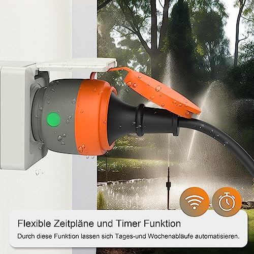 UCOMEN Outdoor Wi-Fi Socket, IP44 Waterproof, Compatible with Alexa and Google Home, 2.4GHz Only