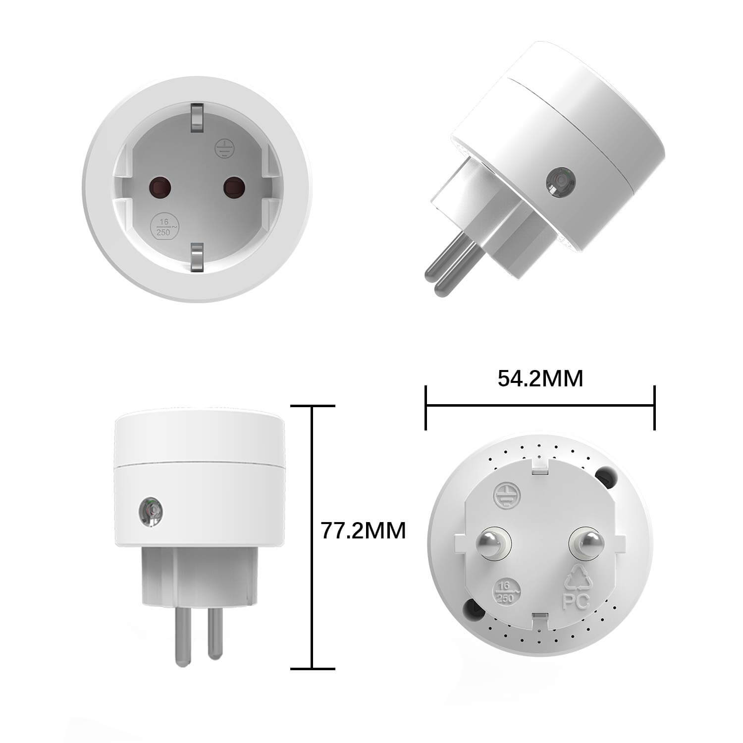 UCOMEN WiFi Smart Socket, APP Remote Control, Schedule, 2.4GHz, 16A, compatible with Alexa, Google Home, Smart Life, TUYA, 2 Pack