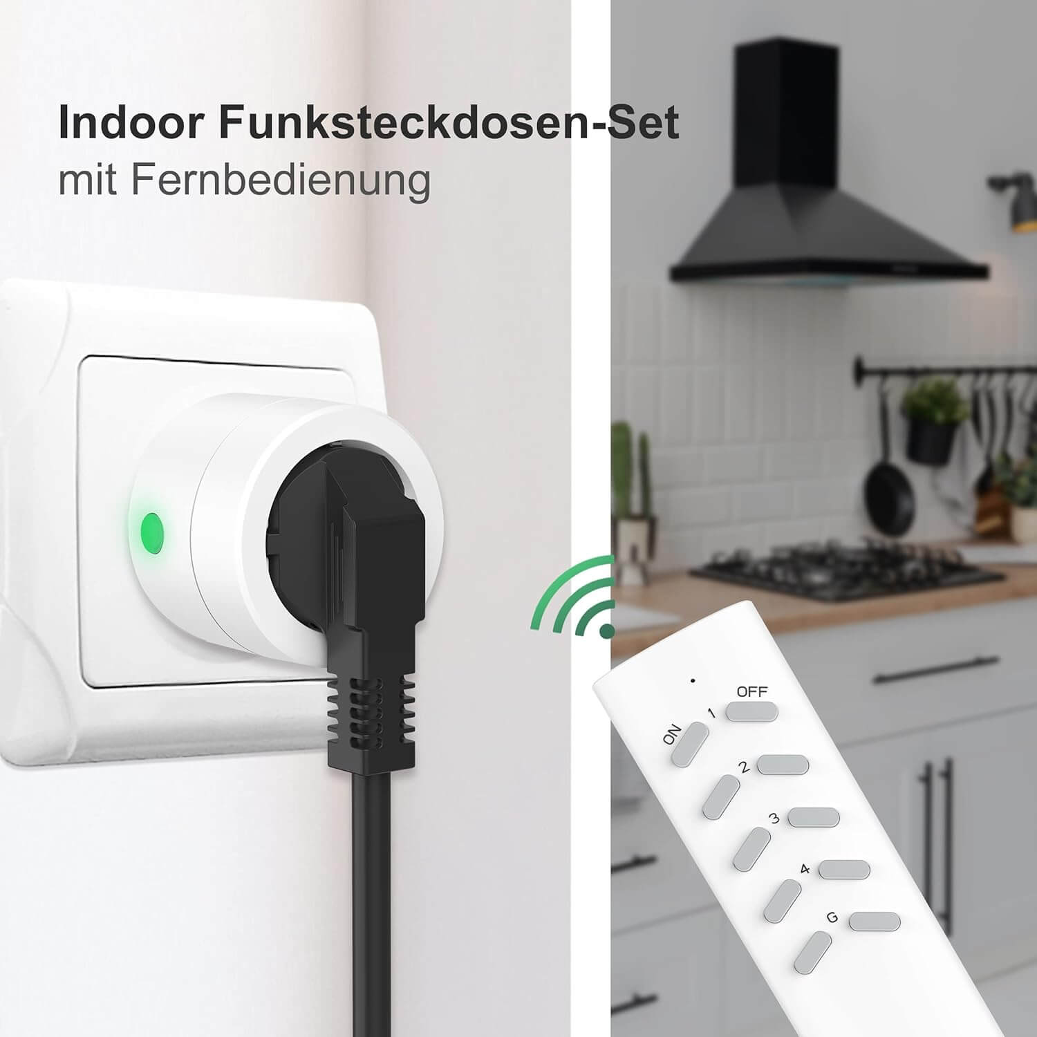 UCOMEN RF-Fernbedienungssteckdosen, 16 A, 3680 W, programmierbare Steckdosen, für Weihnachtsdekorationen, 30 m Reichweite, weiß, 5er-Pack