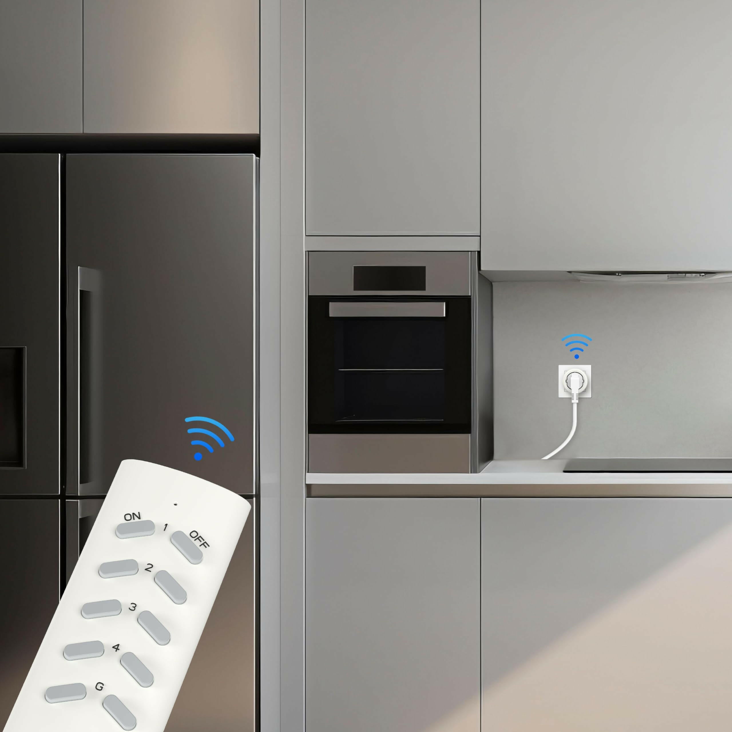 UCOMEN RF-Fernbedienungssteckdose, 2er-Pack + 1 Fernbedienung, 2300 W, max. 30 m Reichweite, für den Innenbereich, weiß