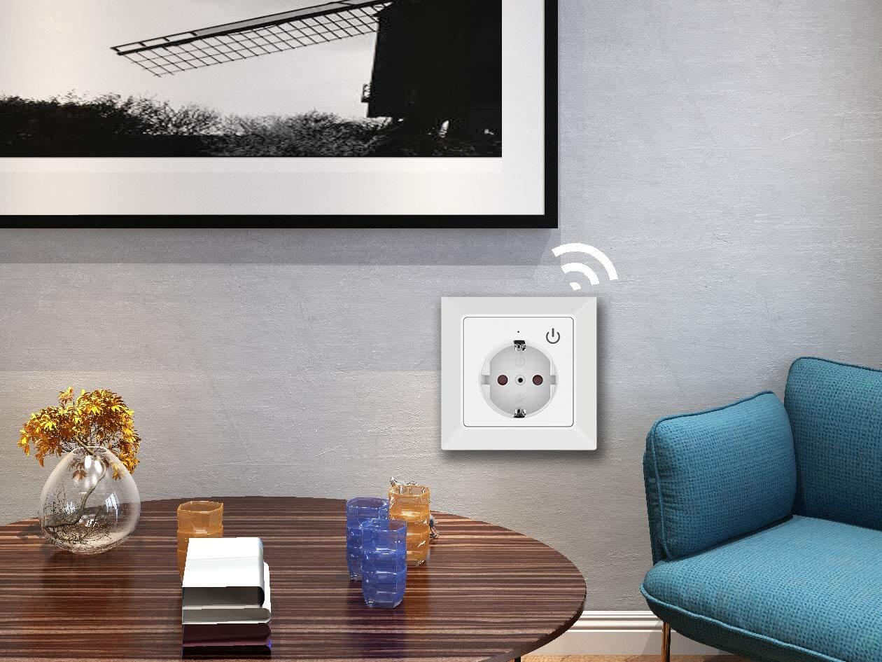 UCOMEN Wi-Fi Smart Schuko Socket Flush-Mounted, 250V~ 16A, Compatible with Alexa Echo and Google Home - 2-Pack