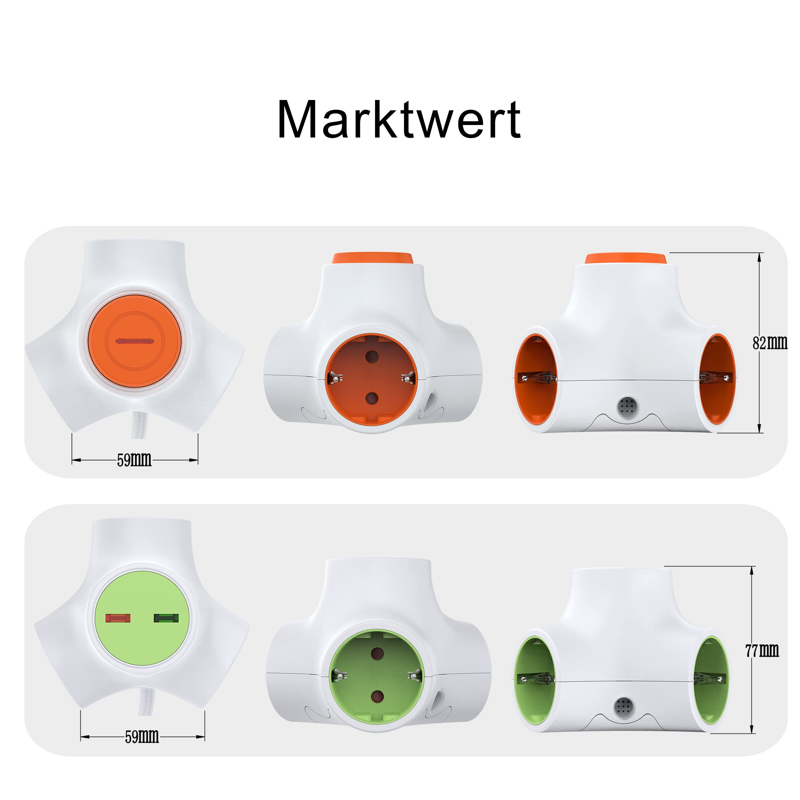 UCOMEN Modular Power Cube, Surge Protector/ USB-A Port/ Individual Switch/ Additional Outlet, 1.5m Cable, 16A/3680W