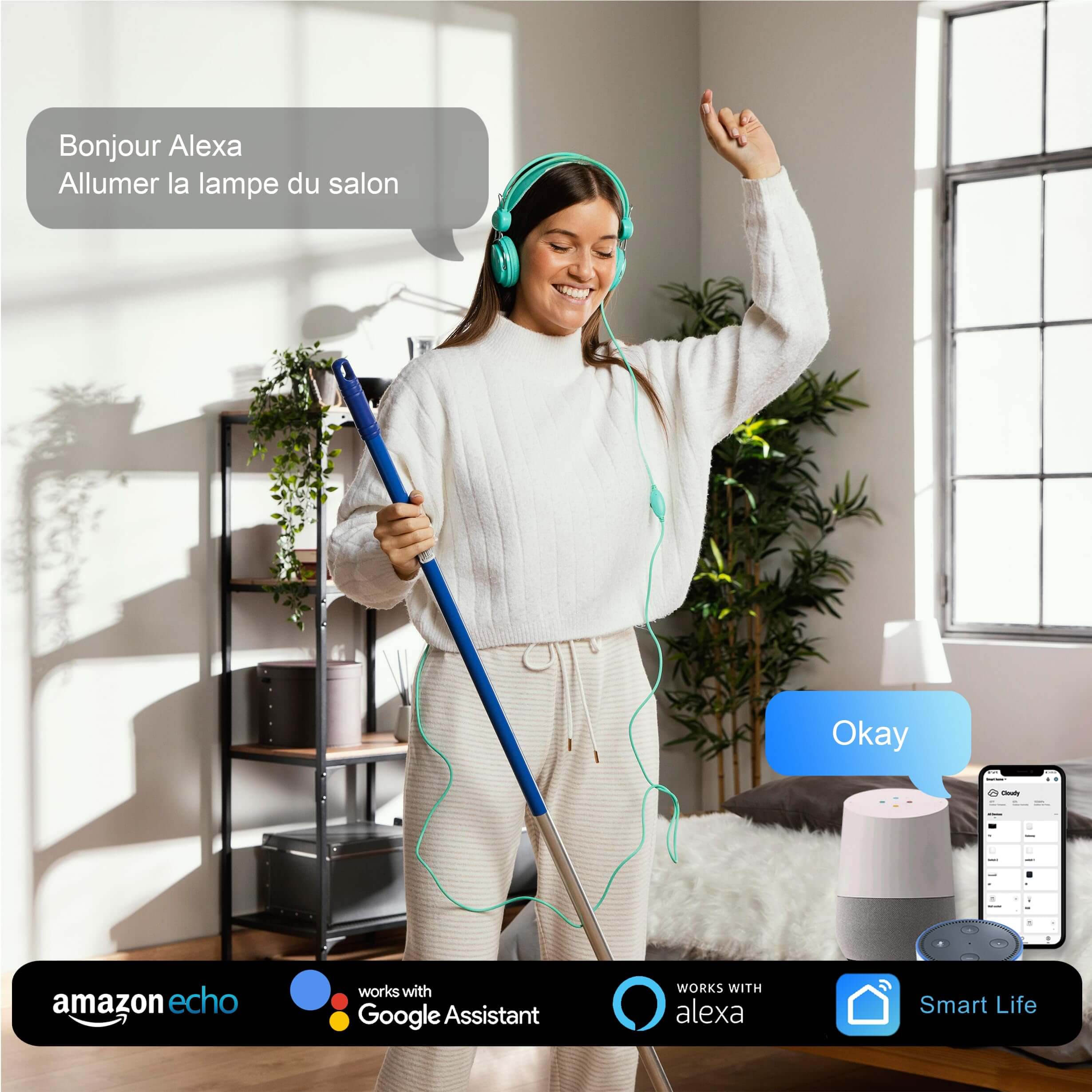 UCOMEN 1/2-Gang Smart-Wandschalter, Smart Life App, kompatibel mit Alexa und Google Home, nur 2,4 GHz