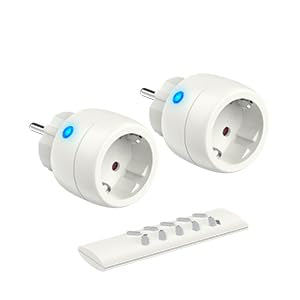 UCOMEN RF-Fernbedienungssteckdose, 2er-Pack + 1 Fernbedienung, 2300 W, max. 30 m Reichweite, für den Innenbereich, weiß